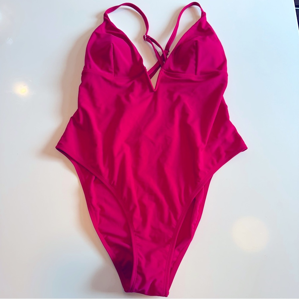 Fuscia one piece bathing suit